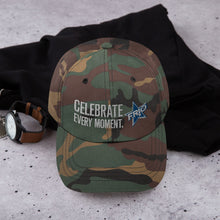 Load image into Gallery viewer, FRIO Baseball Cap / Dad Hat  - CELEBRATE EVERY MOMENT. - FRIO Slogan w Classic Logo (hcb02)