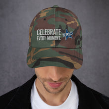 Load image into Gallery viewer, FRIO Baseball Cap / Dad Hat  - CELEBRATE EVERY MOMENT. - FRIO Slogan w Classic Logo (hcb02)
